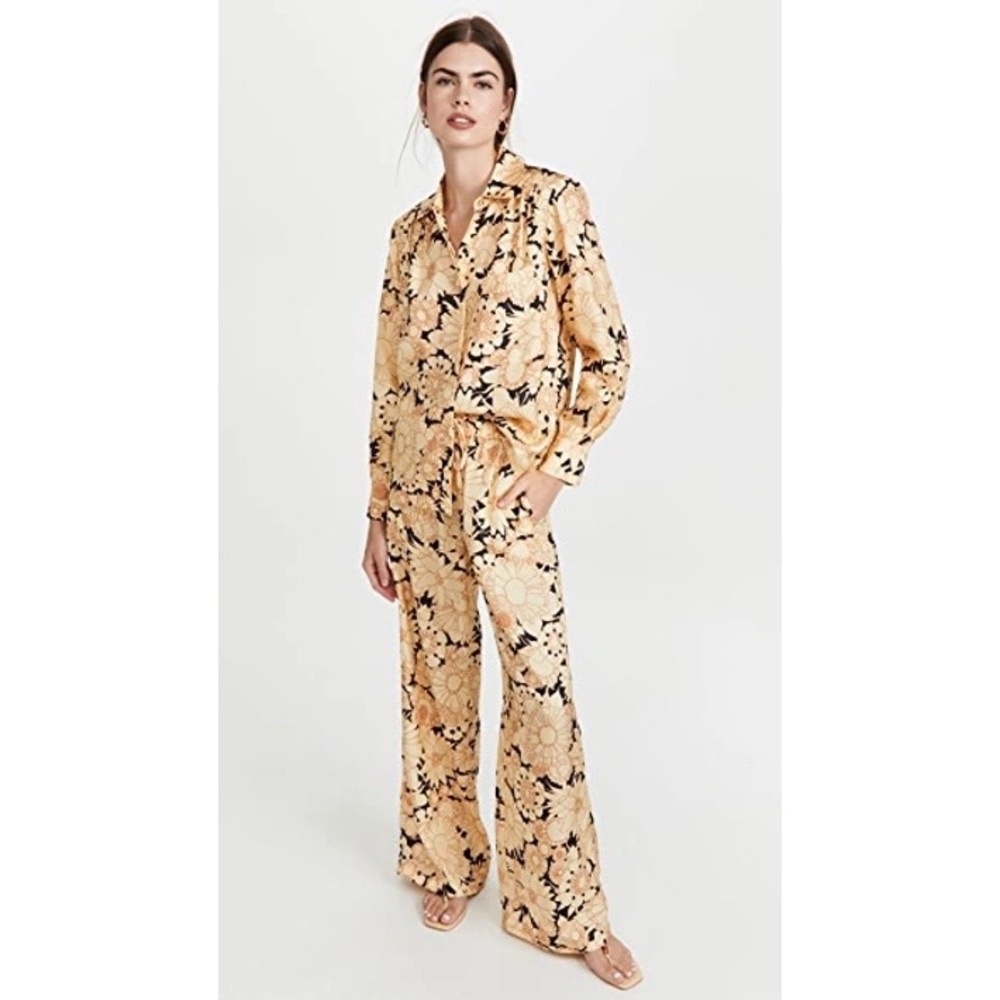 Rebecca Taylor Pop Art Silk Wide Leg Pant